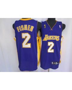 Lakers #2 Derek Fisher Stitched Purple Champion Patch NBA Jersey