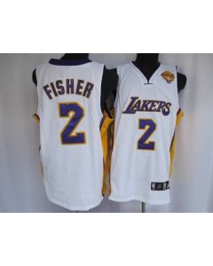 Lakers #2 Derek Fisher Stitched White Final Patch NBA Jersey