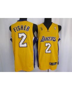 Lakers #2 Derek Fisher Stitched Yellow Champion Patch NBA Jersey
