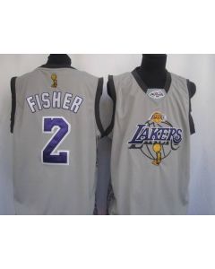 Lakers #2 Fisher Derek Grey 2010 Finals Commemorative Stitched NBA Jersey