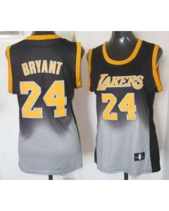 Lakers #24 Kobe Bryant Black/Grey Women's Fadeaway Fashion Stitched NBA Jersey