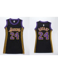 Lakers #24 Kobe Bryant Black(Purple No.) Women's Dress Stitched NBA Jersey