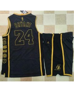 Lakers #24 Kobe Bryant Black Serpentine Retirement Memorial A Set Stitched NBA Jersey