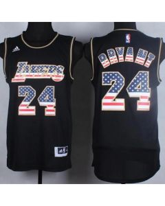 Lakers #24 Kobe Bryant Black USA Flag Fashion Stitched NBA Jersey