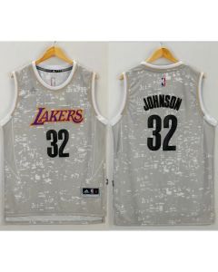 Lakers #32 Magic Johnson Grey City Light Stitched NBA Jersey