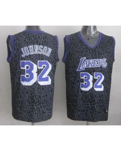 Lakers #32 Magic Johnson Purple Crazy Light Stitched NBA Jersey