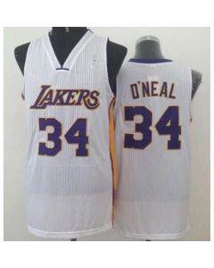 Lakers #34 Shaquille O'Neal White New Throwback Stitched NBA Jersey