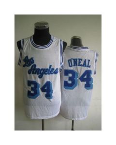 Lakers #34 Shaquille O'Neal White Throwback Stitched NBA Jersey
