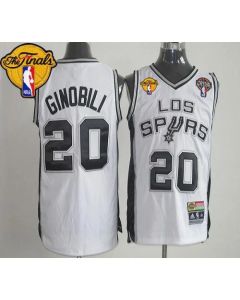 Latin Nights Spurs #20 Manu Ginobili White Finals Patch Stitched NBA Jersey