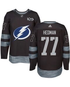 Lightning #77 Victor Hedman Black 1917-2017 100th Anniversary Stitched NHL Jersey