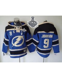 Lightning #9 Tyler Johnson Blue Sawyer Hooded Sweatshirt 2015 Stanley Cup Stitched NHL Jersey