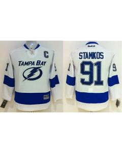 Lightning #91 Steven Stamkos White Stitched Youth NHL Jersey