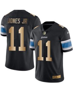 Lions #11 Marvin Jones Jr Black Men's Stitched NFL Limited Gold Rush Jersey
