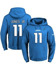 Lions #11 Marvin Jones Jr Blue Name & Number Pullover NFL Hoodie
