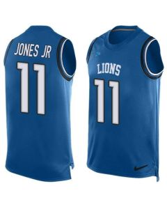 Lions #11 Marvin Jones Jr Blue Team Color Men's Stitched NFL Limited Tank Top Jersey