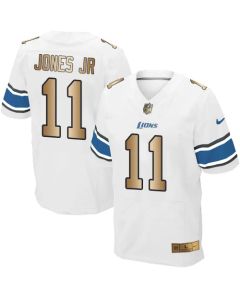 Lions #11 Marvin Jones Jr White Men's Stitched NFL Elite Gold Jersey