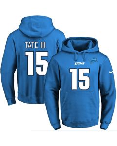 Lions #15 Golden Tate III Blue Name & Number Pullover NFL Hoodie