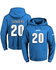 Lions #20 Barry Sanders Blue Name & Number Pullover NFL Hoodie