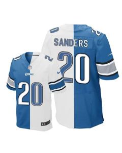 Lions #20 Barry Sanders Blue/White Men's Stitched NFL Elite Split Jersey