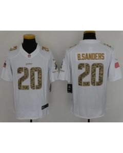 Lions #20 Barry Sanders White Men's Stitched NFL Limited Salute to Service Jersey