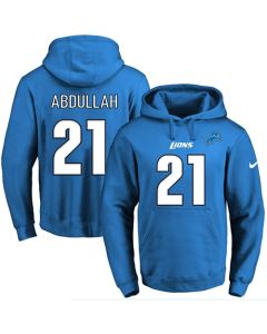 Lions #21 Ameer Abdullah Blue Name & Number Pullover NFL Hoodie