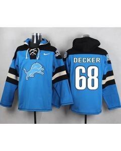 Lions #68 Taylor Decker Blue Player Pullover NFL Hoodie