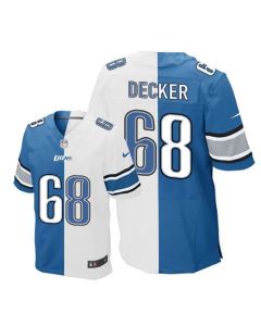 Lions #68 Taylor Decker Blue/White Men's Stitched NFL Elite Split Jersey
