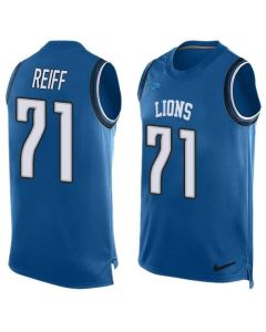 Lions #71 Riley Reiff Blue Team Color Men's Stitched NFL Limited Tank Top Jersey