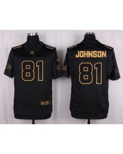 Lions #81 Calvin Johnson Black Men's Stitched NFL Elite Pro Line Gold Collection Jersey