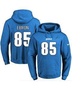 Lions #85 Eric Ebron Blue Name & Number Pullover NFL Hoodie