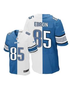 Lions #85 Eric Ebron Blue/White Men's Stitched NFL Elite Split Jersey