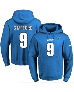 Lions #9 Matthew Stafford Blue Name & Number Pullover NFL Hoodie