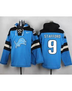 Lions #9 Matthew Stafford Blue Player Pullover NFL Hoodie