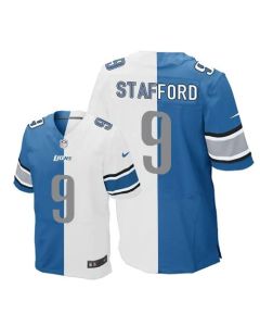 Lions #9 Matthew Stafford Blue/White Men's Stitched NFL Elite Split Jersey