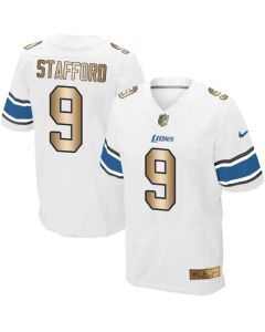 Lions #9 Matthew Stafford White Men's Stitched NFL Elite Gold Jersey