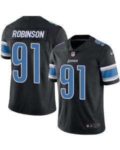 Lions #91 A'Shawn Robinson Black Men's Stitched NFL Limited Rush Jersey