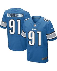 Lions #91 A'Shawn Robinson Blue Team Color Men's Stitched NFL Elite Jersey