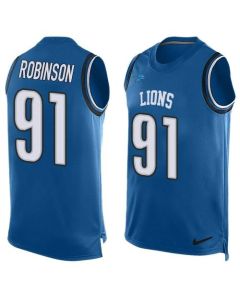 Lions #91 A'Shawn Robinson Blue Team Color Men's Stitched NFL Limited Tank Top Jersey
