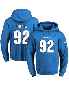 Lions #92 Haloti Ngata Blue Name & Number Pullover NFL Hoodie