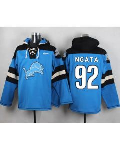 Lions #92 Haloti Ngata Blue Player Pullover NFL Hoodie