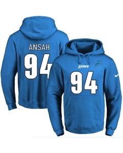 Lions #94 Ziggy Ansah Blue Name & Number Pullover NFL Hoodie