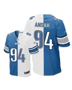 Lions #94 Ziggy Ansah Blue/White Men's Stitched NFL Elite Split Jersey