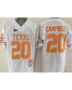 Longhorns #20 Earl Campbell White Stitched NCAA Jersey