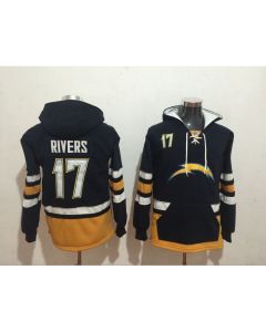Los Angeles Chargers #17 Philip Rivers Navy Blue All Stitched NFL Hoodie Sweatshirt