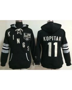Los Angeles Kings #11 Anze Kopitar Black Women's Old Time Heidi NHL Hoodie