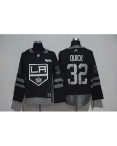 Los Angeles Kings #32 Jonathan Quick Black Men's 1917-2017 100th Anniversary Stitched NHL Jersey
