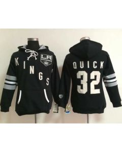 Los Angeles Kings #32 Jonathan Quick Black Women's Old Time Heidi Hoodie