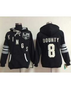 Los Angeles Kings #8 Drew Doughty Black Women's Old Time Heidi Hoodie