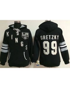 Los Angeles Kings #99 Wayne Gretzky Black Women's Old Time Heidi NHL Hoodie