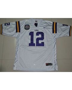 LSU Tigers #12 Jarrett Lee White 2012 BCS Championship Patch Stitched NCAA Jersey